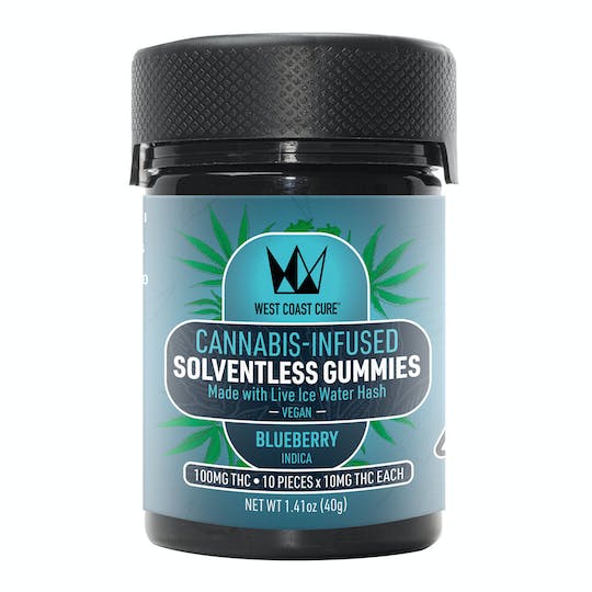 Blueberry Flavored Solventless Gummies – 10x 10mg/gummy